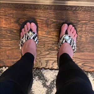 Black with bling flip flops